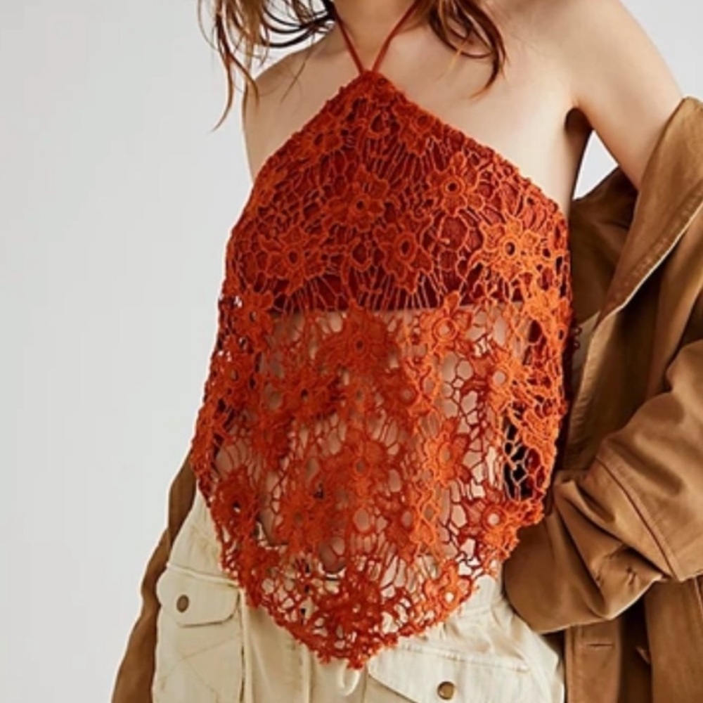 Free People NWOT Seychelles Lace Halter Top